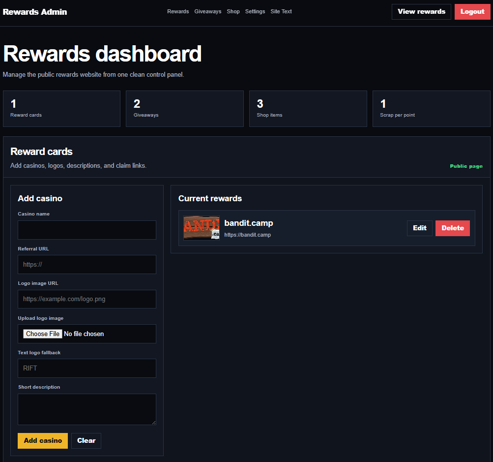 $50 admin dashboard preview